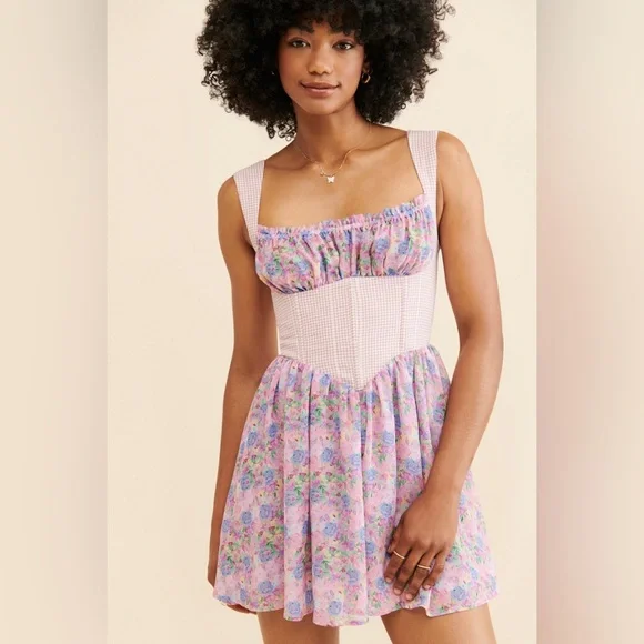 For Love & Lemons Brenna Mini Floral Dress Size Medium NWT - Picture 5 of 15